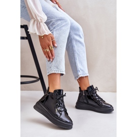 Deportivas Plataforma Charol Ligero Piel Natural Artiker 55C1049 Negro 9