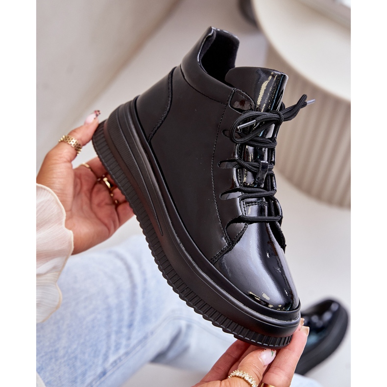 Deportivas Plataforma Charol Ligero Piel Natural Artiker 55C1049 Negro 2