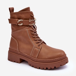 Botas de trabajo Enili marrones con correa decorativa marrón 1