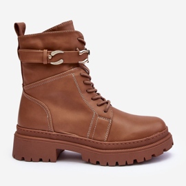 Botas de trabajo Enili marrones con correa decorativa marrón 2