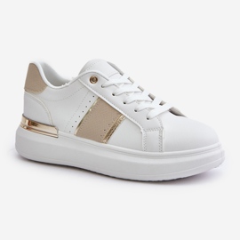 Zapatillas Deportivas De Mujer De Moda Con Plataforma Fabricadas En Piel Ecológica, Beige Nevisase blanco 4
