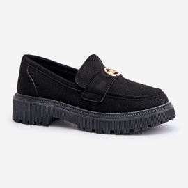 Mocasines Brogues De Mujer Con Detalle Dorado, Negro Arilva 3