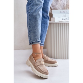 Mocasines Brogues De Mujer Con Detalle Dorado Caqui Arilva beige 2 Mocasines Brogues De Mujer Con Detalle Dorado Caqui Arilva beige 2