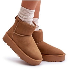 Botas de nieve con plataforma al tobillo de ante y cuero Rianaella color camel beige 17