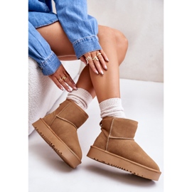 Botas de nieve con plataforma al tobillo de ante y cuero Rianaella color camel beige 15