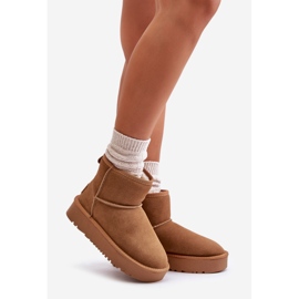 Botas de nieve con plataforma al tobillo de ante y cuero Rianaella color camel beige 3