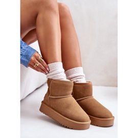 Botas de nieve con plataforma al tobillo de ante y cuero Rianaella color camel beige 16