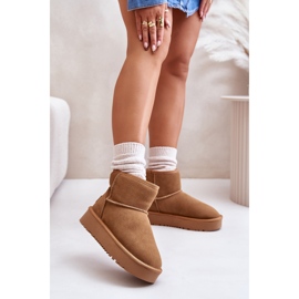 Botas de nieve con plataforma al tobillo de ante y cuero Rianaella color camel beige 4