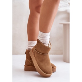 Botas de nieve con plataforma al tobillo de ante y cuero Rianaella color camel beige 7