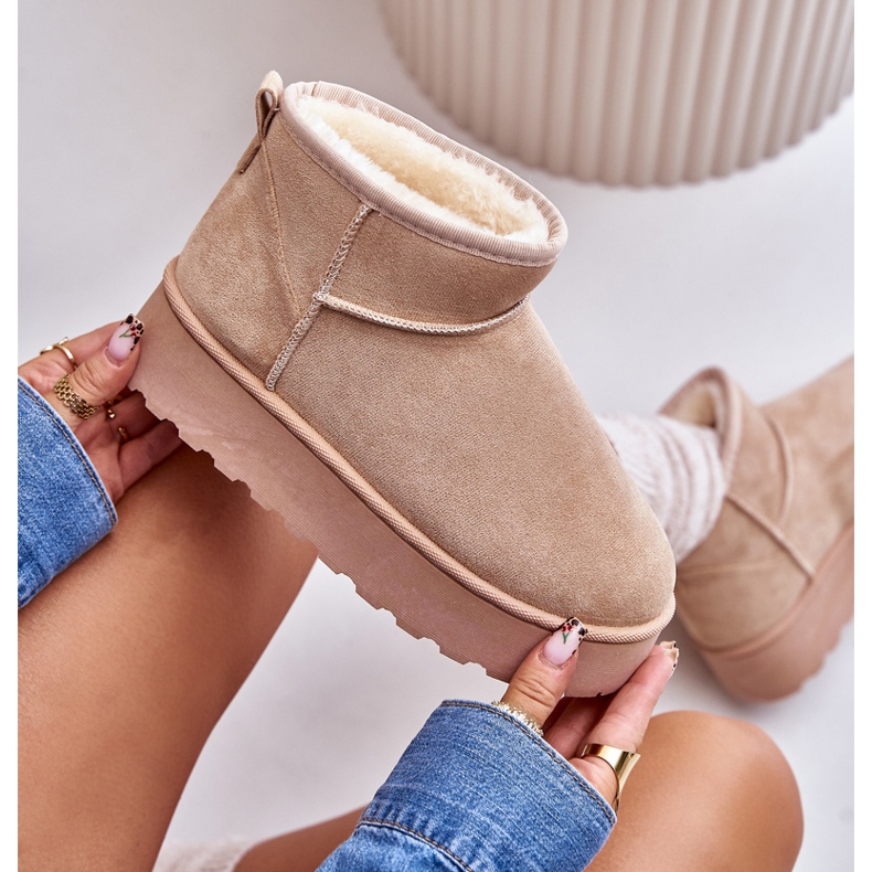 Botas de nieve con plataforma y forro de pelo para mujer, Beige Xamella 1 Botas de nieve con plataforma y forro de pelo para mujer, Beige Xamella 1