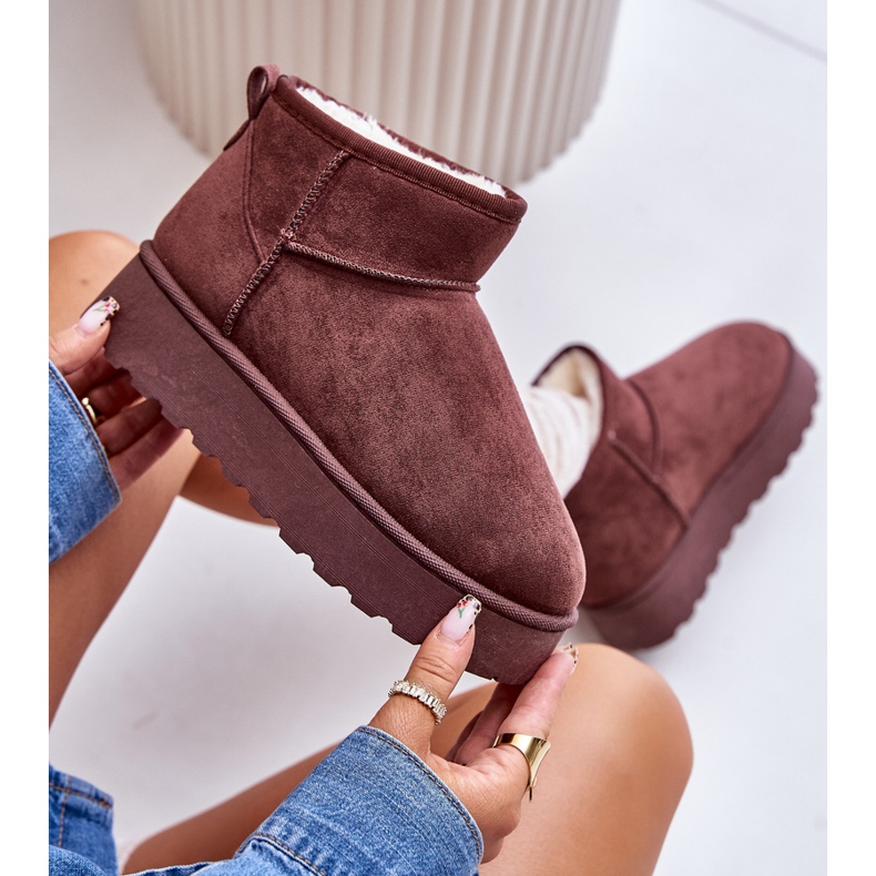 Botas de nieve con plataforma para mujer aisladas con pelo, marrón oscuro, Xamella 2