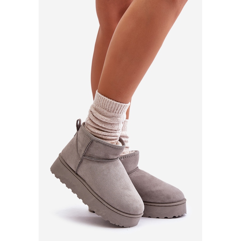 Botas de nieve con plataforma para mujer aisladas con pelo, gris Xamella 1 Botas de nieve con plataforma para mujer aisladas con pelo, gris Xamella 1