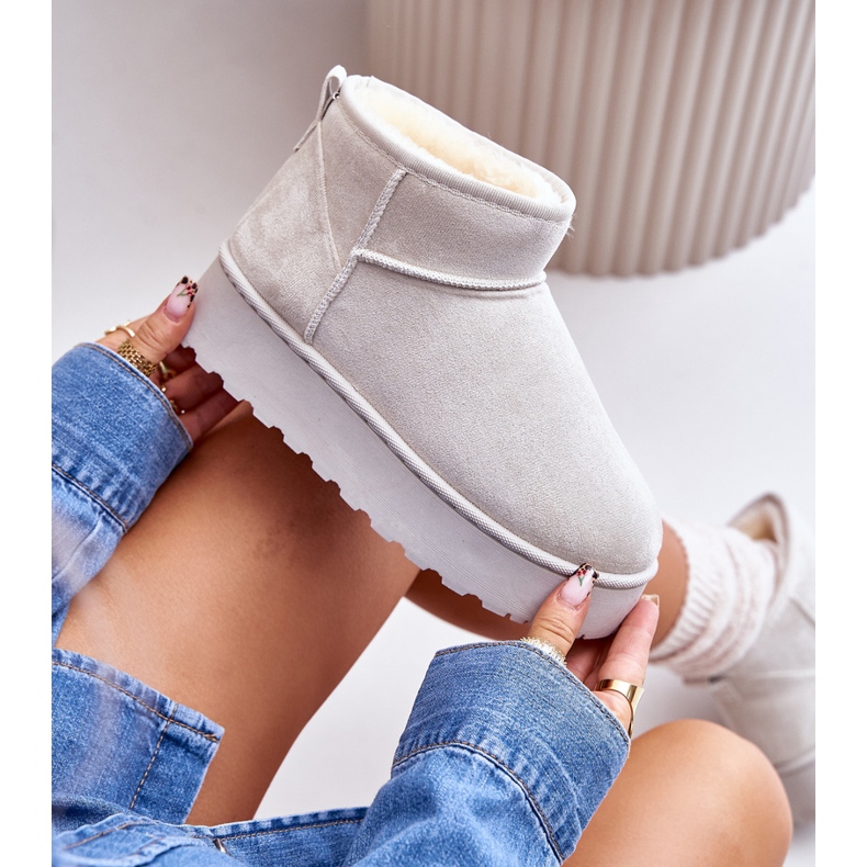 Botas de nieve con plataforma y forro de pelo para mujer, gris claro Xamella 2