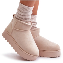 Botas de nieve con plataforma y forro de pelo para mujer, beige claro Xamella 15