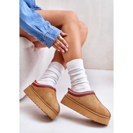 Botas de nieve con plataforma para mujer aisladas con piel Camel Remenia marrón 2