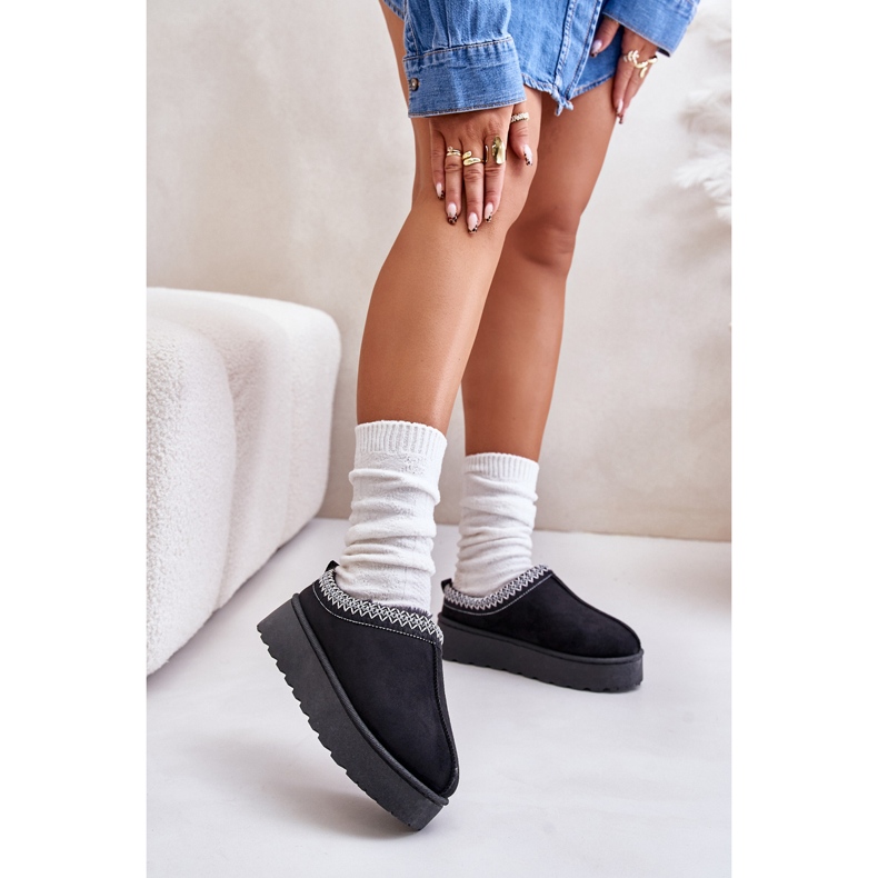 Botas de nieve con plataforma y forro de pelo para mujer, negro Remenia 2