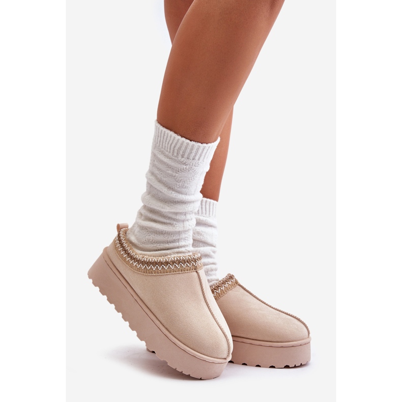 Botas de nieve para mujer con plataforma y forro de pelo, beige claro Remenia 1