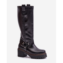Botas por encima de la rodilla de mujer de piel Lewski 3432 Negro 5