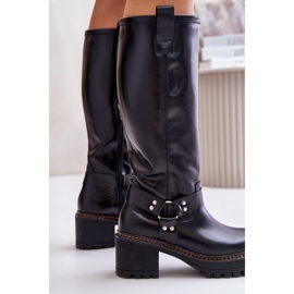 Botas por encima de la rodilla de mujer de piel Lewski 3432 Negro 6