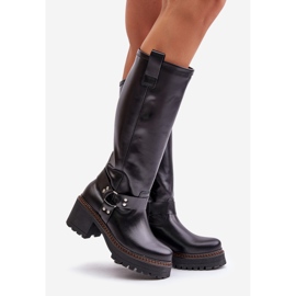 Botas por encima de la rodilla de mujer de piel Lewski 3432 Negro 1