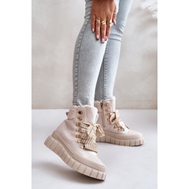 Botas Trapper Aislantes para Mujer con Plataforma, Beige Alcyhen 3