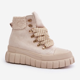 Botas Trapper Aislantes para Mujer con Plataforma, Beige Alcyhen 5