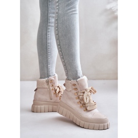 Botas Trapper Aislantes para Mujer con Plataforma, Beige Alcyhen 6