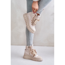 Botas Trapper Aislantes para Mujer con Plataforma, Beige Alcyhen 8