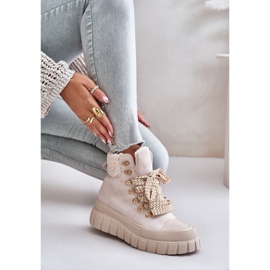 Botas Trapper Aislantes para Mujer con Plataforma, Beige Alcyhen 9