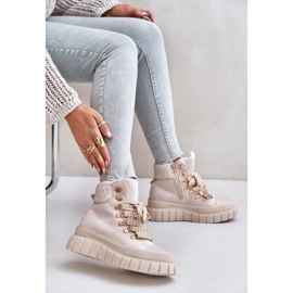 Botas Trapper Aislantes para Mujer con Plataforma, Beige Alcyhen 10