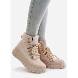 Botas Trapper Aislantes para Mujer con Plataforma, Beige Alcyhen 1