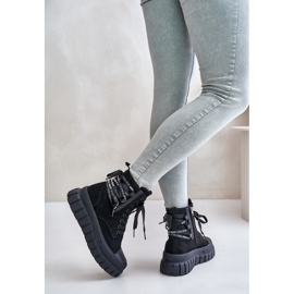 Botas De Mujer Con Plataforma Y Cordones Decorativos Negro Edidda 6