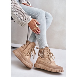 Botas De Mujer Marrones Con Plataforma Y Cordones Decorativos Edidda marrón 7