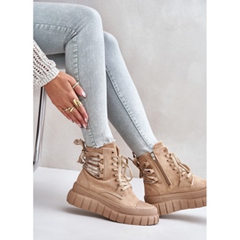 Botas De Mujer Marrones Con Plataforma Y Cordones Decorativos Edidda marrón 8