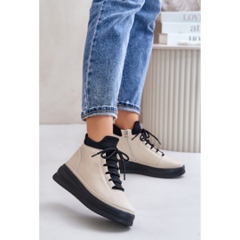 Deportivas Ligeras de Piel con Plataforma Artiker 55C0554 Beige 2