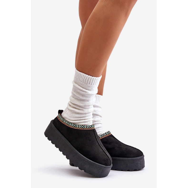 Pantuflas Mujer Plataforma Con Bordado, Negro Neroma 1