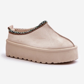 Pantuflas Mujer Plataforma Con Bordado, Beige Claro Neroma 4