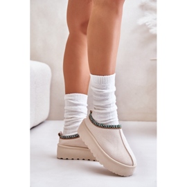 Pantuflas Mujer Plataforma Con Bordado, Beige Claro Neroma 3