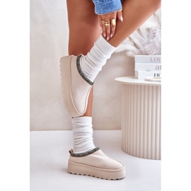 Pantuflas Mujer Plataforma Con Bordado, Beige Claro Neroma 5