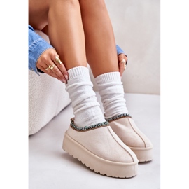 Pantuflas Mujer Plataforma Con Bordado, Beige Claro Neroma 7