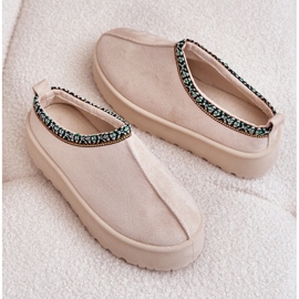 Pantuflas Mujer Plataforma Con Bordado, Beige Claro Neroma 8