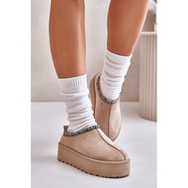 Pantuflas Mujer Plataforma Con Bordado, Beige Neroma 3
