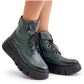 Zazoo 60511 Botas de piel para mujer con plataforma calentada, verde oscuro 10