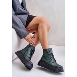 Zazoo 60511 Botas de piel para mujer con plataforma calentada, verde oscuro 8