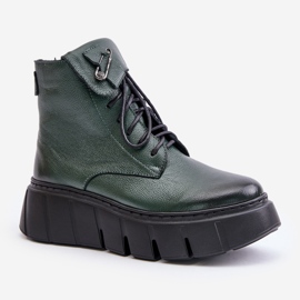 Zazoo 60511 Botas de piel para mujer con plataforma calentada, verde oscuro 4