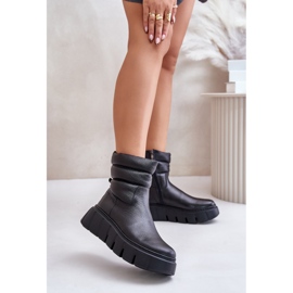 Zazoo 60512 Botas Mujer De Piel Con Cremallera, Forradas Con Fieltro, Negro 2