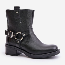 Zazoo 60480 Botas de tacón bajo de piel con aislamiento, color negro 4