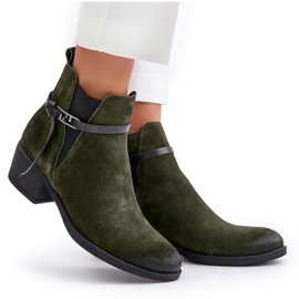 Zazoo 60478 Botas de ante con tacón alto, aislantes, cierre con cremallera, verde oscuro 9