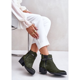 Zazoo 60478 Botas de ante con tacón alto, aislantes, cierre con cremallera, verde oscuro 7