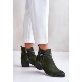 Zazoo 60478 Botas de ante con tacón alto, aislantes, cierre con cremallera, verde oscuro 3